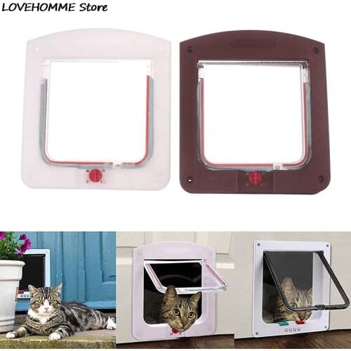 Lockable Dog Cat Kitten Door Security Flap Door Plastic Animal Small Pet Cat Dog Gate Door Pet Supplies