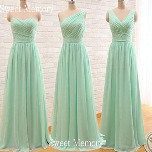 Sweet Memory Mint Green Chiffon Prom Dresses Bride Sister Guest Long Wedding Party Robe