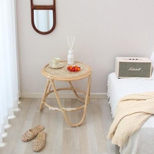 Coffee table for living room The cane makes up round tea table The cane makes up table restoring ancient ways bedside table