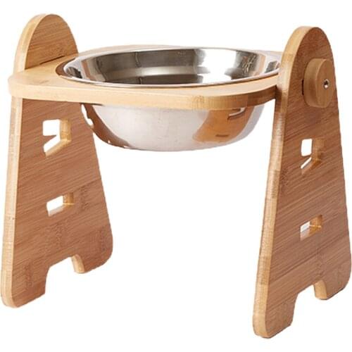 Wooden Stand Pet Dog Bowls Home Food Dish 25*19*24cm Durable Adjustable 1PC Elevated Heights Feeder Holder