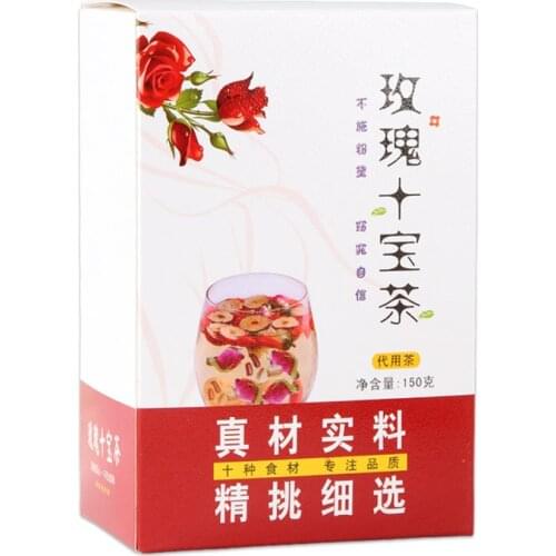 150g/box*2boxes Rose Ten Treasures Tea Longan Red Dates Wolfberries Rose Combination Hodo Coix Seed Health-Enhancing Herbal Tea