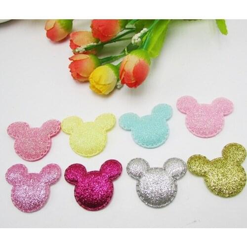 20PCS Mouse Head Ball Padded Appliques For clothes DIY Baby Hair Clip Headwear Decor Ornament Accessories