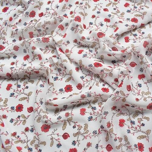 2018 high quality floral printed chiffon fabric soft comfortable clothing tissue for women dress, diy material by meter