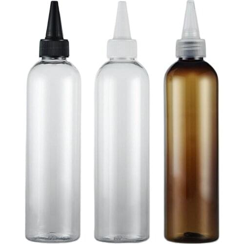 250ML X 25 Empty E liquid Plastic Clear Container With Pointed Mouth Cap Lotion PET Bottles With Screw Cap Cosmetic Packaging