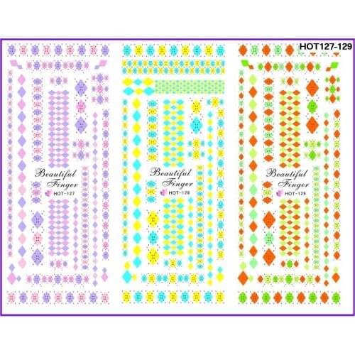 3PCS/LOT HOT SERIAL FULL PAGE MOSAIC POETIC NAIL TATTOOS STICKER 3 DESIGNS IN 1 WATER DECAL NAIL ART HOT127-147