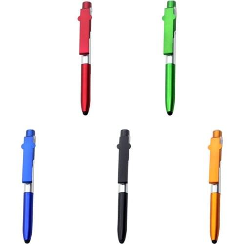 4 In 1 Multi-Function Ball-Point Pen Mobile Phone Bracket Touch Capacitor LED Folding Lamp Pen Office School Writing