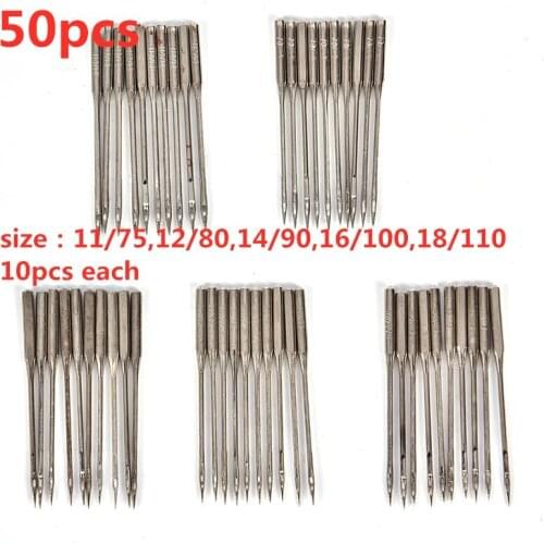 50Pcs Household Sewing Machine Needles 11/75,12/80,14/90,16/100,18/110 Home Sewing Needle DIY Sewing Accessories