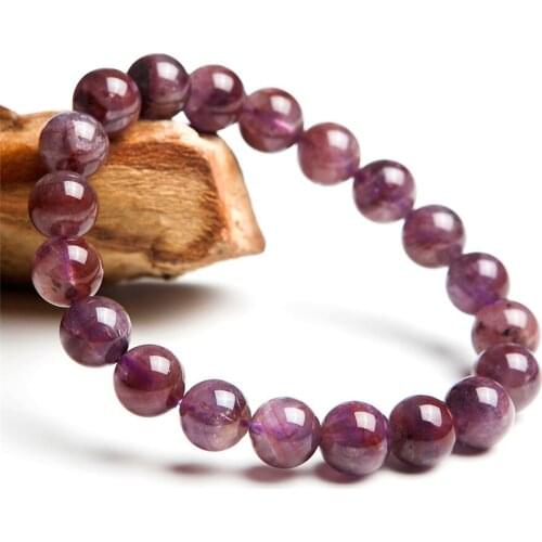 9.5mm Genuine Natural Auralite 23 Stone Purple Red Crystal Quartz Round Bead Fashion Jewelry Bracelet