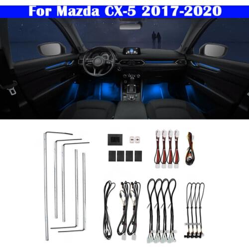 Auto Car For Mazda CX-5 2017-2020 Button Control Decorative Ambient Light 64-Color Set Atmosphere Lamp illuminated LED strip