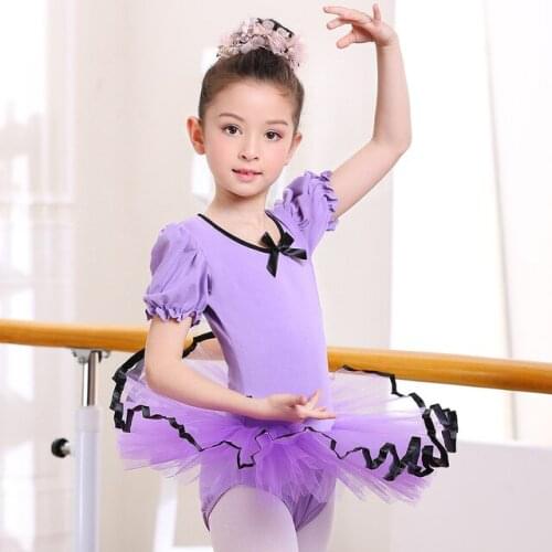 Ballet Dance Dress Kids Pink Girls Ballet Dress for Children Ballet Tutu Costumes for Girls Short Sleeve Dance Leotard Dancewear