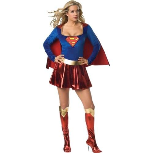 DHL Free Shipping Hot Sale ML5202 Wholesale Halloween Adult Fancy Dress Supergirl Cosplay Costume for women