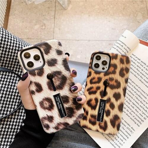 NEW Fashion Leopard invisible Ring stand Phone Case For iphone 11 12 Pro Max X 10 XS MAX XR 6 6S 7 8 Plus Shell Back Cover Capa