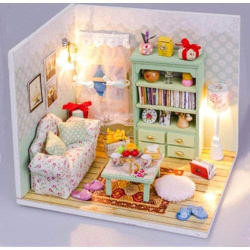 DIY House Decor with LED Light Accessories Furniture Miniature Doll House Wooden Craft Kits Best Birthday Gifts for Women and G