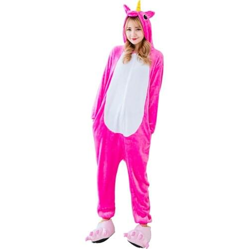 Adult Unicorn Onesies Animal Pajama Sets Pyjamas Women Pijamas Unicornio Sleepwear Night Suit One Piece Winter Warm Wear