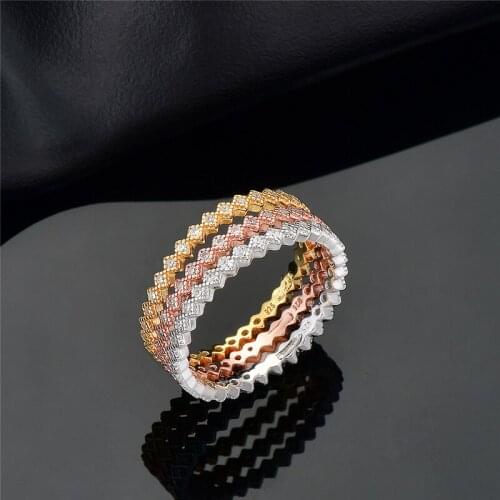 DY 925 Sterling Silver Ring Yellow Gold Rose Gold and Rhodium Plated Clear CZ Newest Stackable Ring For Women Trendy Jewelry
