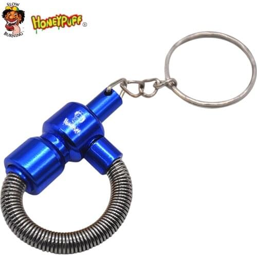 Honeypuff Metal Spring Pipe Metal Portable Tobacco Pipe with Key Chain Cigarette Pipe Accessories
