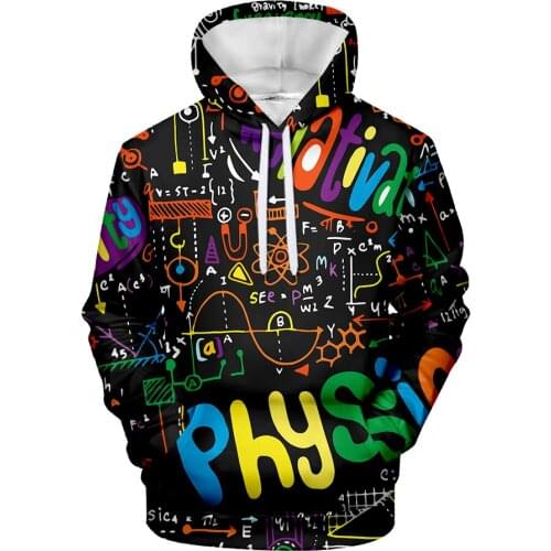 Science Formula 3d Hoodies Sweatshirts Colorful 3D Print Man Woman Funny Math Logistics Chemistry Hooded Sweatshirts Streetwear