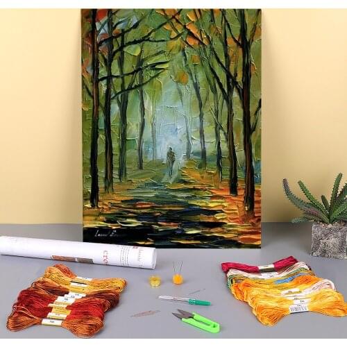 Oil Painting Style Morning Printed 11CT Cross Stitch Embroidery Patterns DMC Threads Knitting Handiwork Craft Counted