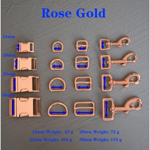 1 Set 15/20/25/30mm Rose Gold Metal D Ring Adjuter Slider Adjustment Buckle For Pet Dog Collar Necklace Handmade Accessory