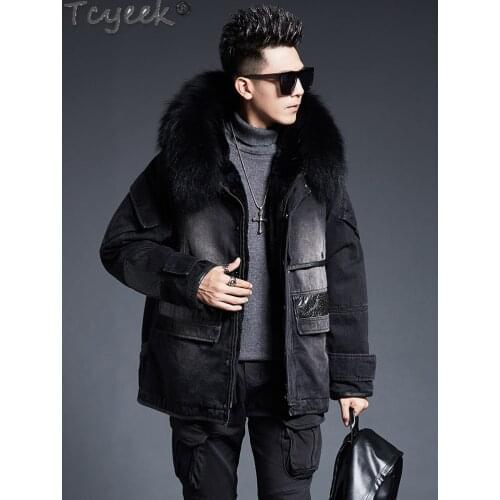 Rabbit Real Fur Liner Parkas Coat Men Clothing Streetwear Jeans Natural Raccoon Fur Hooded Fur Jacket Hiver 22H220772