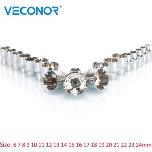 3/8" Square Drive Socket Bit Set Drill Bit Set High Hardness 6-24mm For Socket Wrench Using