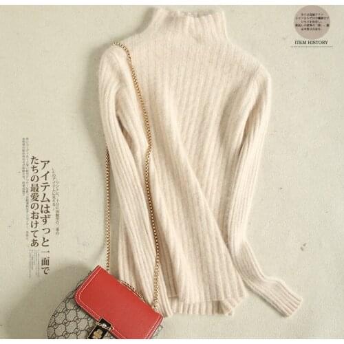 Mink Cashmere Sweater Female Soft Korean Style Skinny Winter Turtleneck Women Bodycon Basic Pullovers Long Sleeve Pull Femme