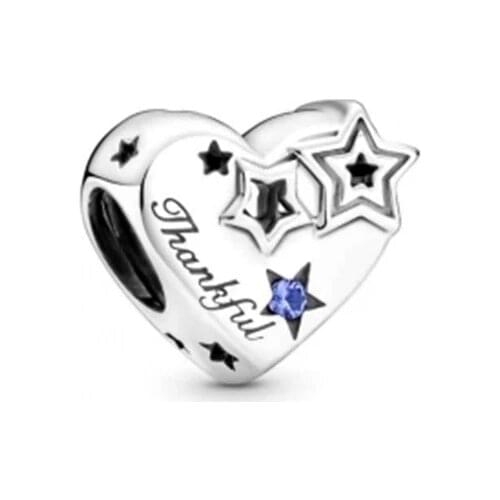 2021 New Autumn Charm Original S925 Sterling Silver Thankful Heart Stars Charms Beads Fit Bracelets And Necklace DIY Accessories