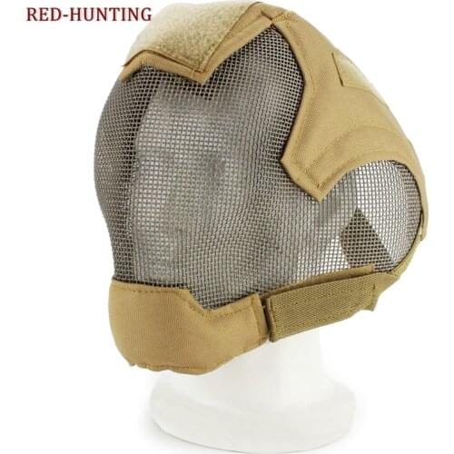 Hunting Tactical Full-covered Masks Military Airsoft Paintball Steel Mesh Mask Paintball Accessories