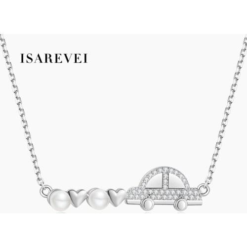 Originanl Pixel Charm Car Pendant With Pearl Stars 925 Sterling Silver Necklace Senior Clavicle Chain 2021 New Jewelry For Women