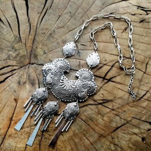 LosoDo Retro ethnic female Miao silver necklace Fashion personality all-match Chinese style retro fashion jewelry wholesale