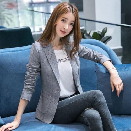 2021 Spring And Summer New Womens Plaid Suit Jacket