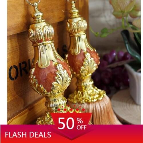 European-Style Curtain Buckle Tied Rope Strap Hanging Ball Creative Tassel Pair of Simple Modern Tie Strap Hook Flower