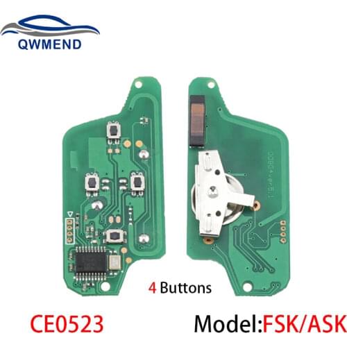 BHKEY ASK/FSK 4 Buttons Circuit Board for Citroen C8 for Peugeot 1007 807 2005-2015 433Mhz Smart Car Key Fob Control CE0523