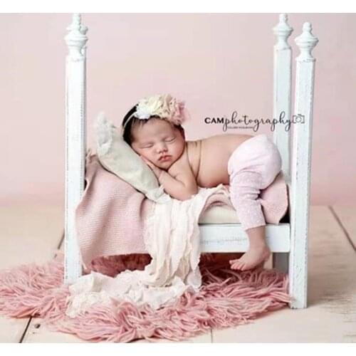 Baby Photography Props Wood Retro Bed Newborn Photo Shoot Furniture Fotografie Accessoires Birthday Background Decoration Boy
