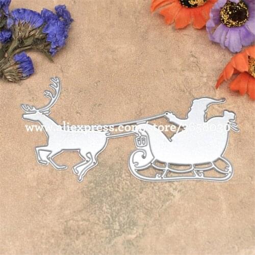 Christmas Deer Sled Santa Metal Die cutting Dies For DIY Scrapbooking Photo Album Decorative Embossing Folder Stencil 8072534