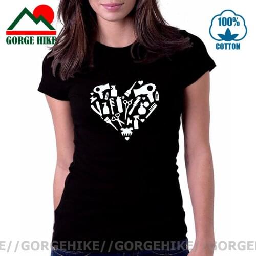 GorgeHike Funny Barber Weapon Scissors Heartbeat T Shirt Women Tee Shirt Hairdresser T-shirt Barber Hair Stylist Clothes camisa