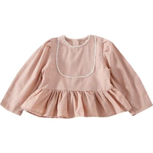 Spring Autumn Baby Girls Korean Style Plaid Shirt