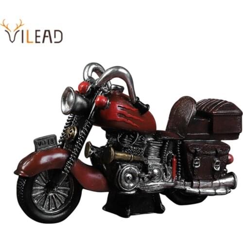 VILEAD 26cm Retro Resin Motor Figurines Vintage Motorcycle Souvenirs Home Decoration Accessories Office Desk Room Decor Gifts