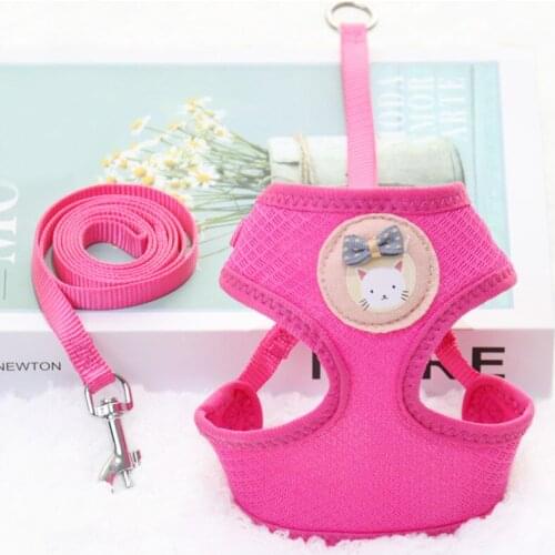 Breathable Pet Dog Harness and Leash Set Cartoon Bear Puppy Cat Vest Harness Collar for Chihuahua Pug Bulldog Cat arnes perro