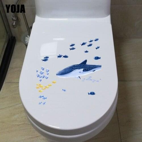 YOJA 20.5*21.5CM Submarine Aquatic Animals Toilet Decal Home Decor Wall Sticker Cartoon Fish T3-0822