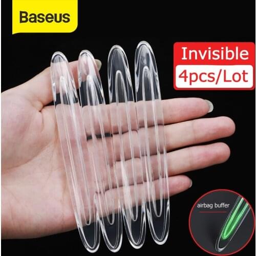 Baseus 4Pcs Car Door Protector Transparent TPU Auto Guard Protective Bumper Scratch Protector Car Rubber Door Edge Protection