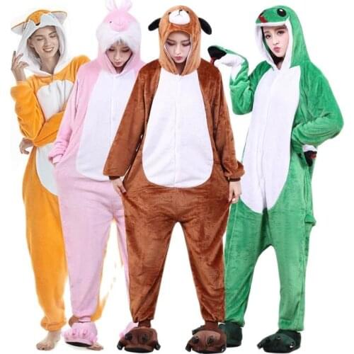Women Pajamas Cosplay Costume Bodysuit Homewear Sleepwear Flannel Onesies For Adults Men Kigurumi Animal One-Piece Pijama Suit