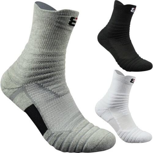 1Pairs Mens Professional Outdoor Sports Running Badminton Socks Male Thick Towel Cotton Basketball Socks Elite Sock