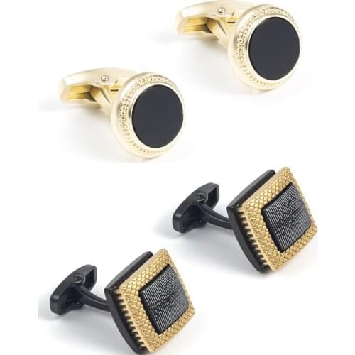 10pairs/lot Gunblack Double Color Plating Cufflinks Round Black Enamel Cuff Links Business Style Mens Jewelry Accessory