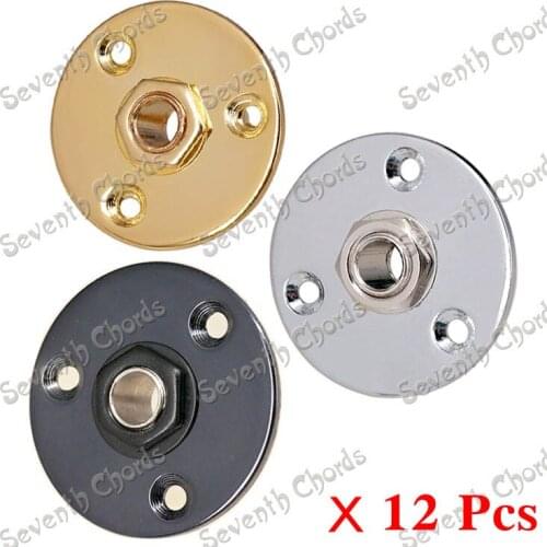 10 Pcs Chrome Round Jack Plate 1/4" Guitar Pickup output Input Jack Plug Socket 6.35 for Electric Bass Guitar