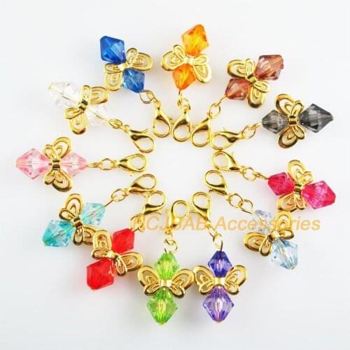 12 New Angel 18x27mm Charms Mixed Lozenge Acrylic Gold Color Retro With Lobster Claw Clasps