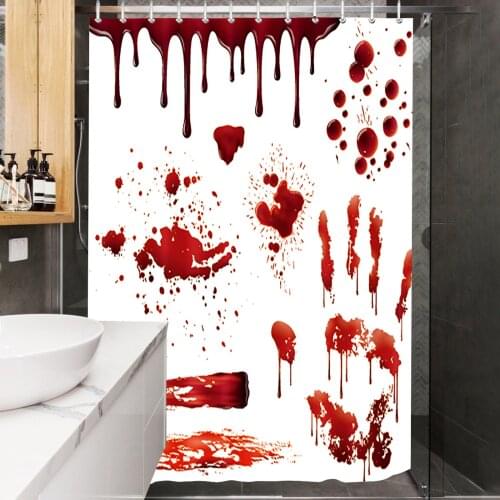 180x180cm Halloween Shower Curtain Horror Atmosphere Decorative Window Curtains Bloody Hands Printing Waterproof Shower Curtains