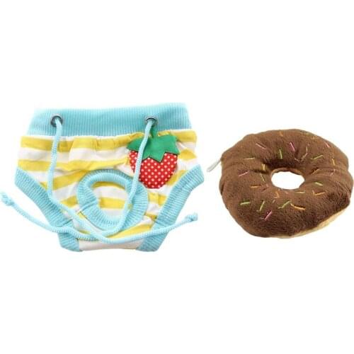 2 Pcs Pet Supplies: 1 Pcs Pet Dog Puppy Cat Animal Squeaky Squeaker Sound Toy Cotton Wool Donut & Small Female Pet Puppy Dog Clo