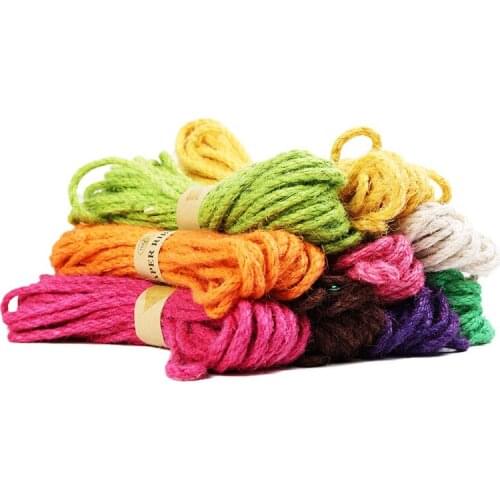 2yard 6mm Colored braided hemp rope DIY Wedding Birthday Wedding Decoration Rattan Gift Bouquet Packaging Rope JJ296