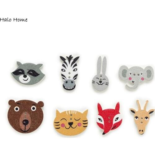 30pcs Mixed Animal Wood Buttons for Sewing Scrapbooking Clothing Headwear Handmade Crafts Home Decor Accessories DIY 15-30mm